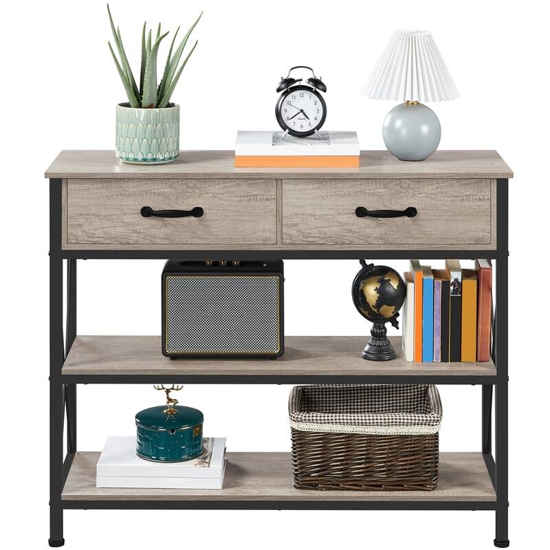 Yaheetech 3-Layer Console Table Entryway Table with Drawers & Shelves