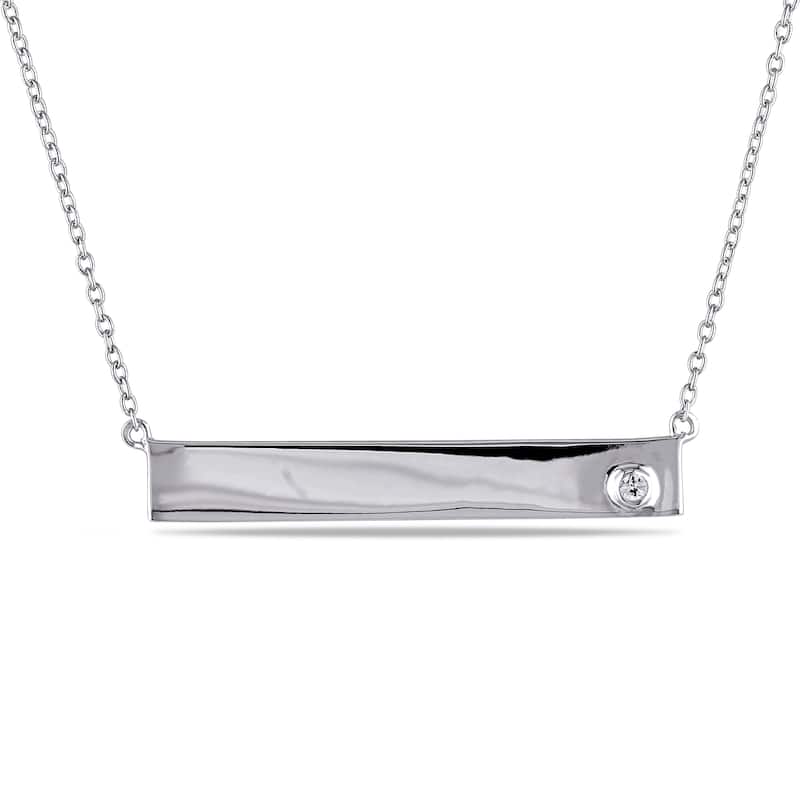 White Sapphire Bar Necklace in Sterling Silver by Miadora
