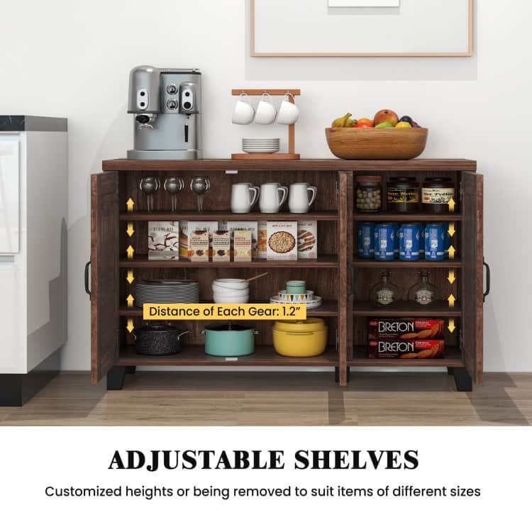 3-Door Buffet Sideboard with Adjustable Shelves and Anti-Tipping Kits - 45" x 13" x 28" (L x W x H)