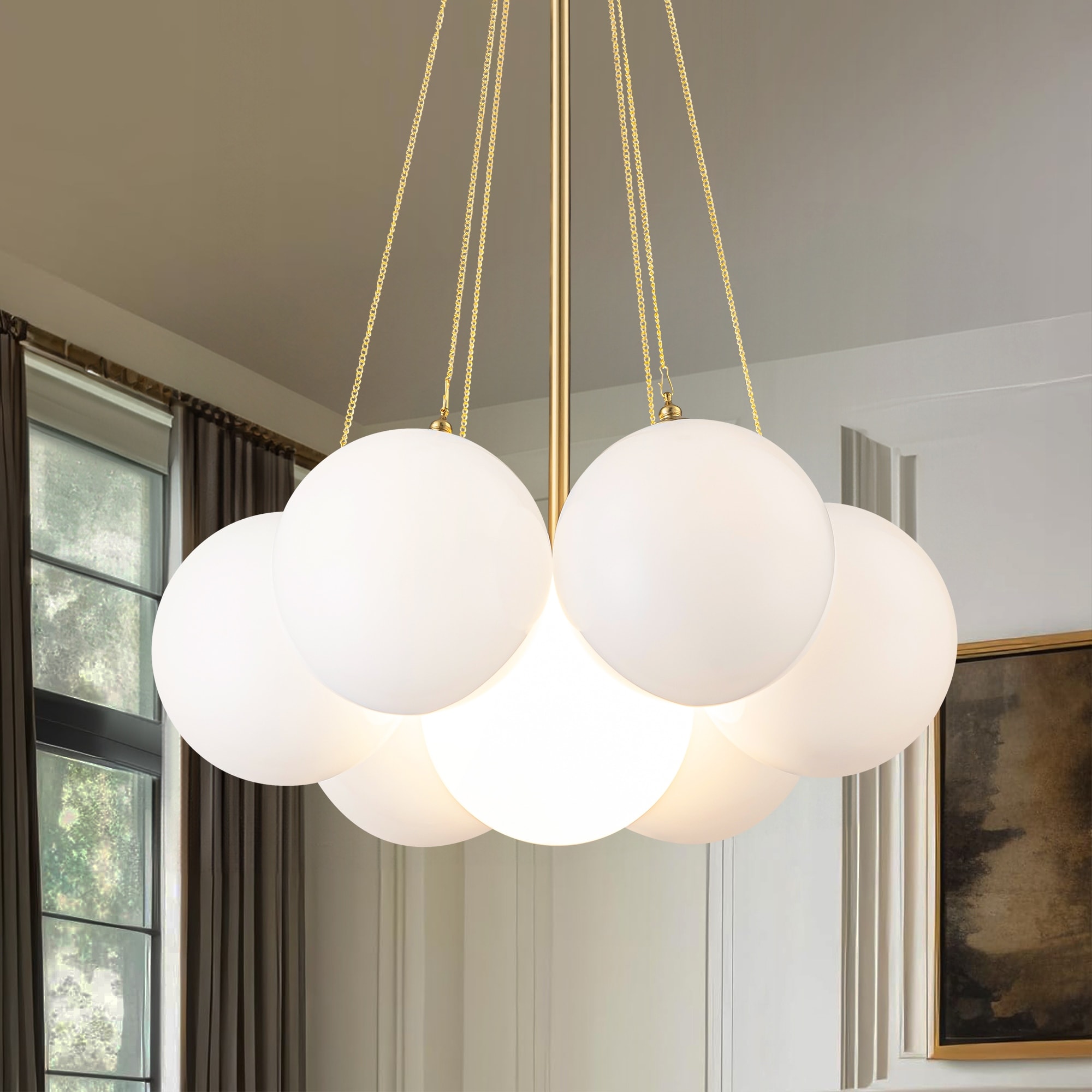 Rennnsan 1-Light Sputnik Glass Bubble Chandelier for Dinning Room - 16.9 in. W x 29.1 in. H