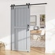 preview thumbnail 4 of 28, WINSOON 4-18FT Single Track Bypass Sliding Barn Door Hardware Kit for Double Doors J Style Rollers