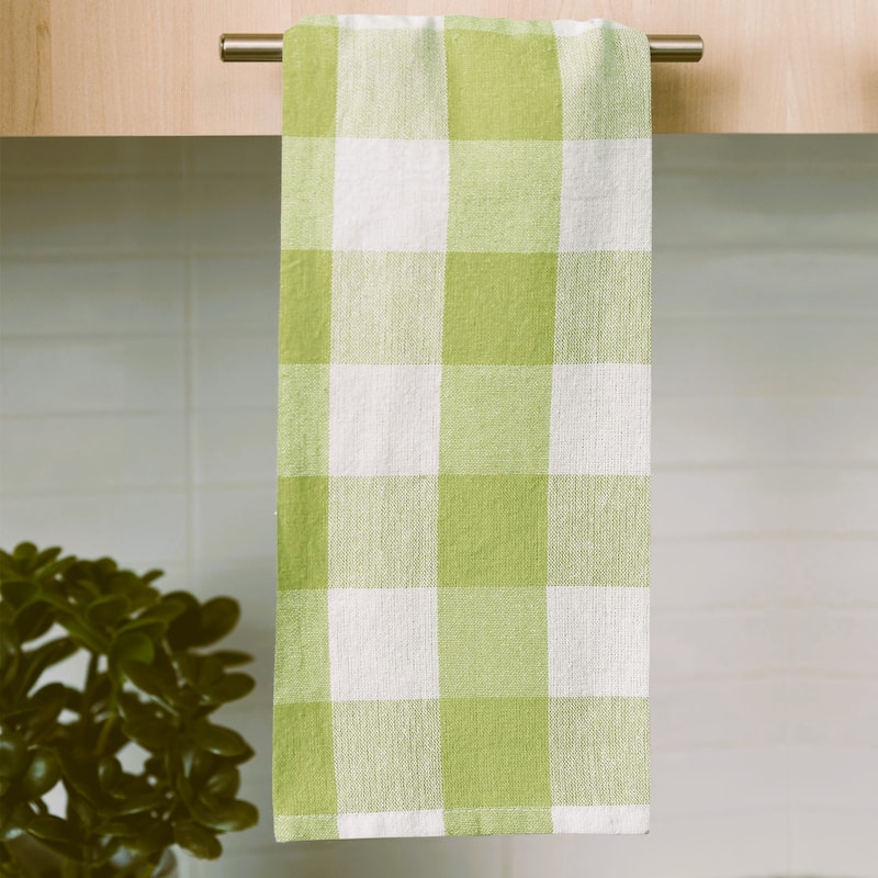 Country Check Kitchen Towel - 18x28 - Set of 12 - GREEN