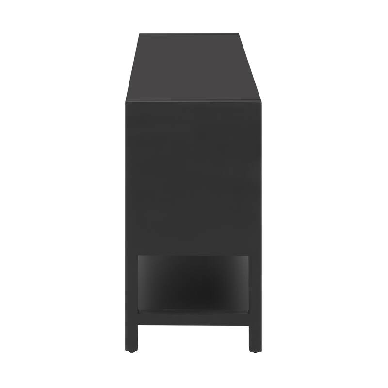 2-Tier Console Sofa Table Accent Table with 4 Doors and Open Storage Shelf Modern Hallway Tables for Living Room