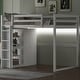 preview thumbnail 3 of 8, Wood Full Size Loft Bed with Built-in Wardrobe and Storage Shelves, Led light