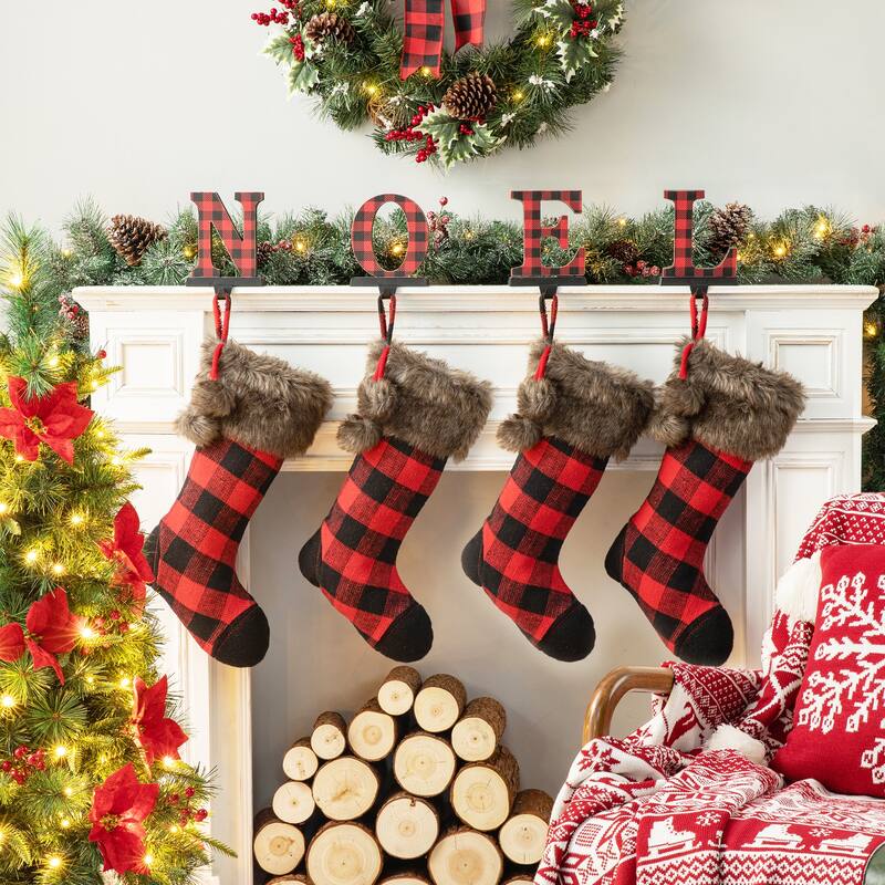 Glitzhome 21"L Plush Christmas Stockings