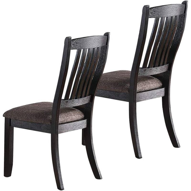 Classic Wood Dining Room Set of 2 SideChairs Fabric upholstered Seat Slat Back