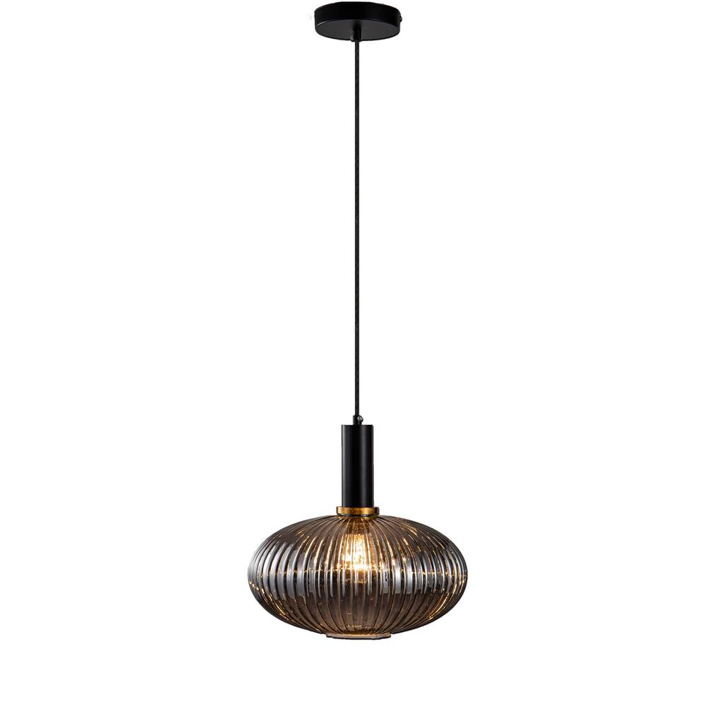 Pendant Light - Gold & Black Crystal Ceiling Fixture - Modern Hanging Lamp for Dining Room - 9.5