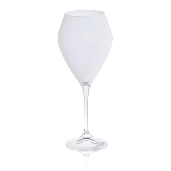 Classic Touch CWR818W 3 x 9 in. V-Shaped White Wine Glasses with Clear Stem, Set of 6