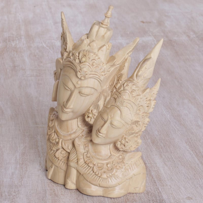 Novica Handmade Rama And Sita Portrait Wood Sculpture