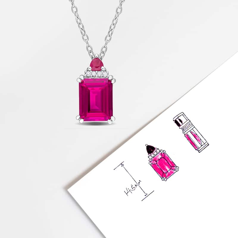 Miadora 3 1/6ct TGW Pink Topaz Ruby Diamond Accent Necklace Sterling Silver