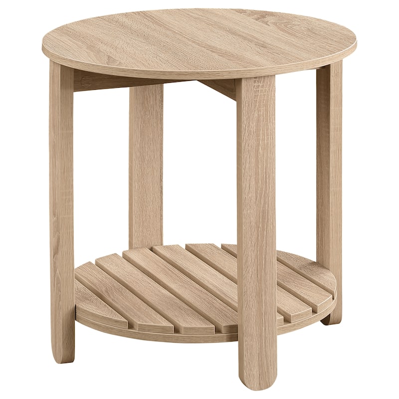 Fowler 1-Shelf Round Engineered Wood Side End Table Natural