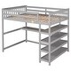 preview thumbnail 14 of 14, Industrial Modern Full Size Loft Bed with Storage Shelves and Under-bed Desk, Sturdy Construction & Safety Guaranteed, Grey