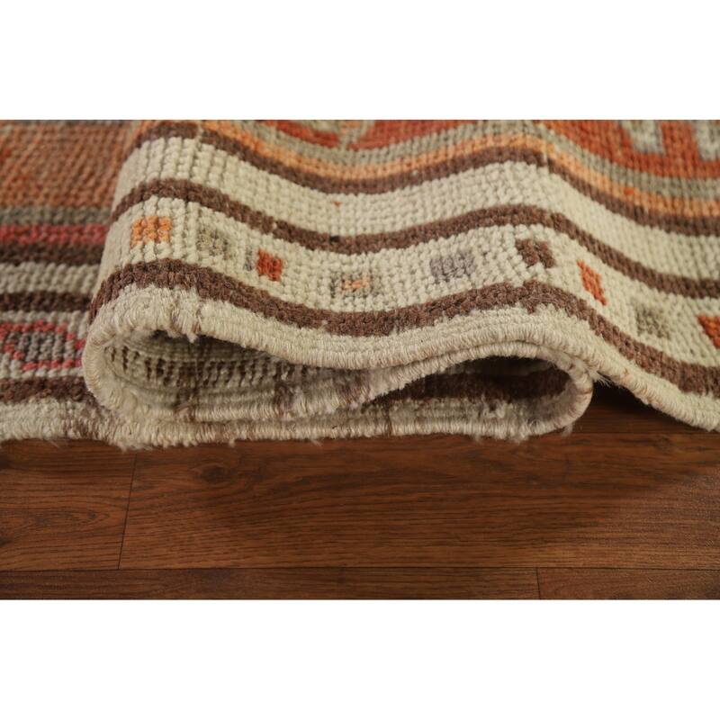 Turkish Anatolian Natural Dye Runner Rug Handmade Wool Carpet - 3'5"x 13'5"