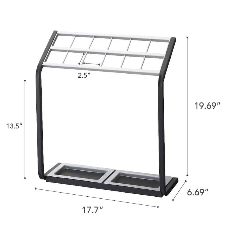Yamazaki Home Umbrella Stand, Steel, 12-Slot, Holds 12 long-handled umbrellas - L 6.69 x W 17.72 x H 19.69 inches