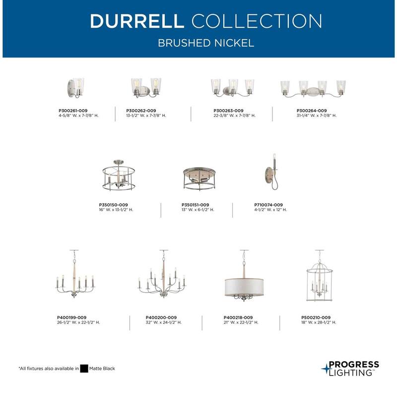 Durrell Collection 5-Light Brushed Nickel Coastal Chandelier Light - 12.500" x 30.000" x 13.000"
