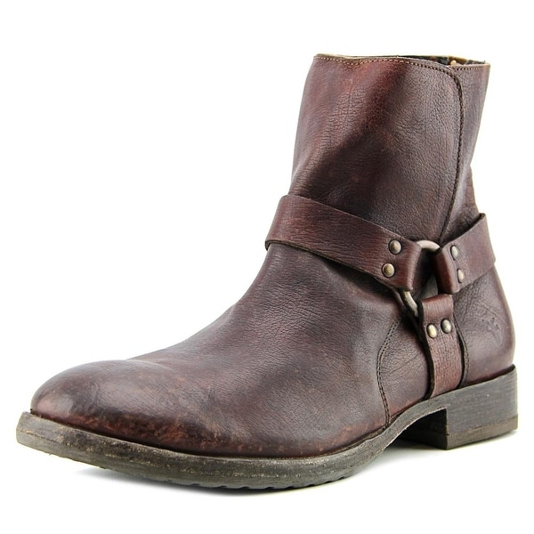 Frye Harness Men Round Toe Leather Brown Boot