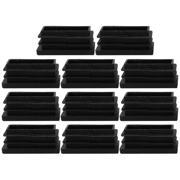 11pcs 20 x 40mm Plastic Rectangle Ribbed Tube Inserts End Cover Cap Furniture Chair Table Feet Floor Protector