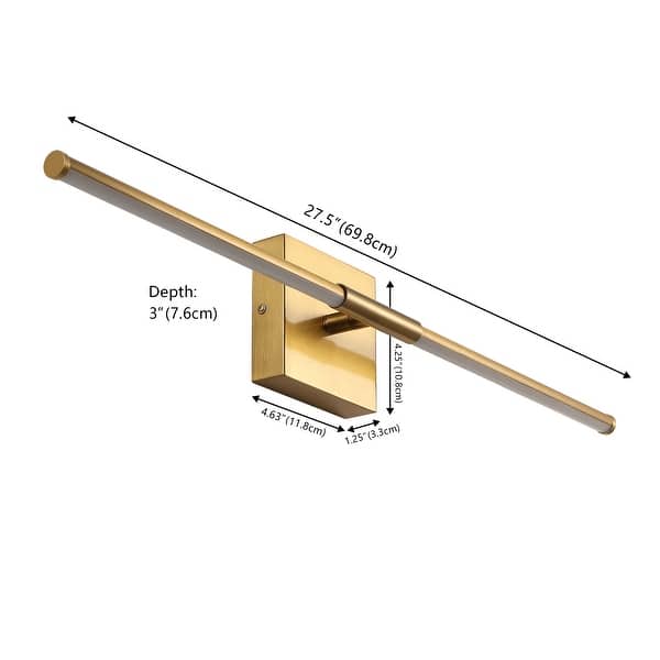 dimension image slide 12 of 34, JONATHAN Y 28" Dimmable Integrated LED Metal Wall Sconce