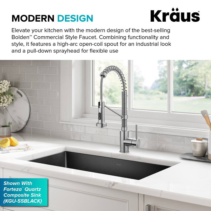 Kraus Bolden 2-Function 1-Handle Commercial Pulldown Kitchen Faucet