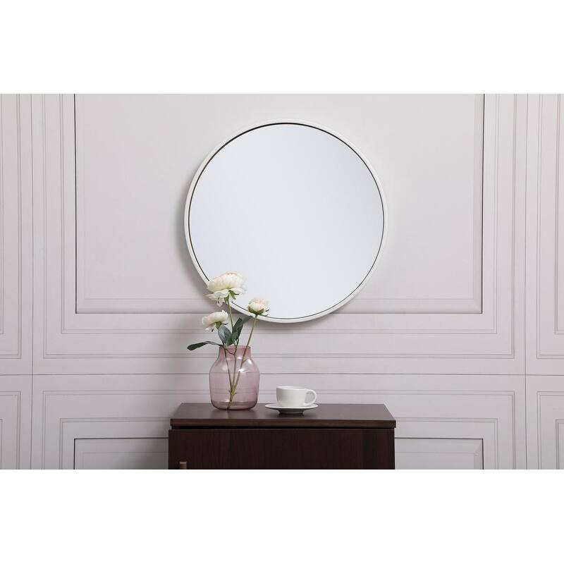 Carson Carrington Labbemala Metal Frame Round Mirror - 18" Diameter - White