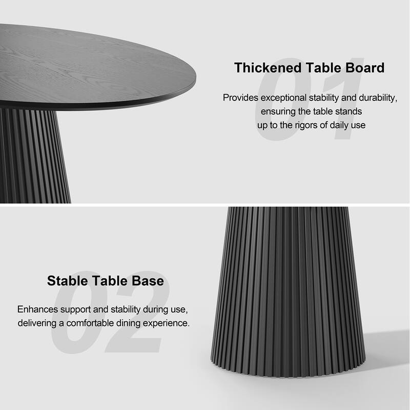Modern Oval Wooden Dining Table - 79" Large Size, Sturdy Fluted Base, Natural Oak Finish for Dining Room