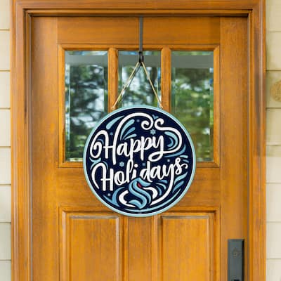 Seattle Kraken 18" x 18" Happy Holidays Door Décor Wall Sign - 18" x 18"