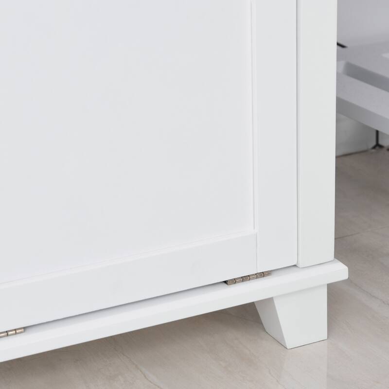 HOMCOM Laundry Room Organization and Storage Cabinet Freestanding Furniture with 2 Tilt Out Hamper Design, White - 30*15.75*27.5