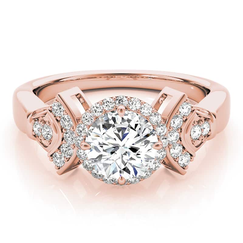 Auriya 14k Rose Gold Lab Grown Round Diamond Halo Engagement Ring 0.50 to 5.00 ct. tw. (F-G VS)