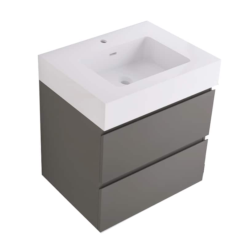 Floating Bathroom Vanity with Solid Surface Top