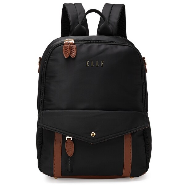ELLE Luxe Journey 18L Twill and Vegan Leather Backpack - Bed Bath