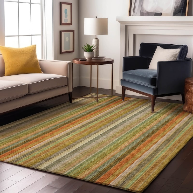 Premium Washable Super Soft Modern Stripes Mayfield Rug - Khaki - 5' x 7' 6" - Rectangle