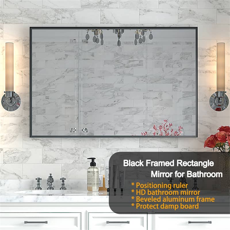 Glossy Black Bathroom Mirrors