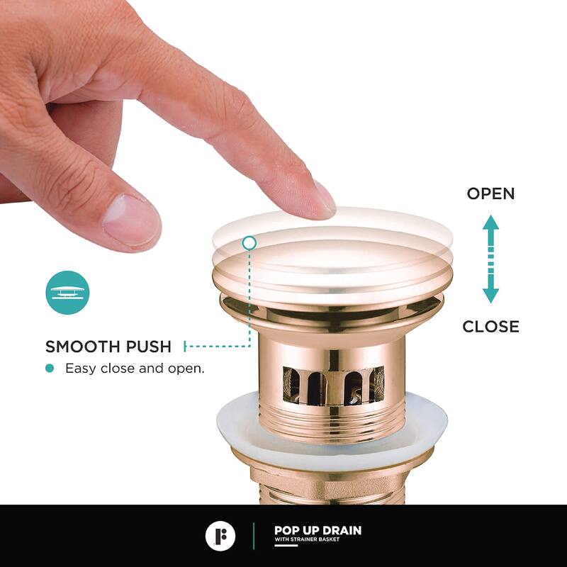 Fine Fixtures Modern Single Hole Bathroom Sink Faucet with Pop-up Drain and Strainer Basket