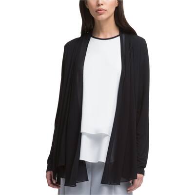 DKNY Womens Draped Cardigan Sweater, Black, M/L
