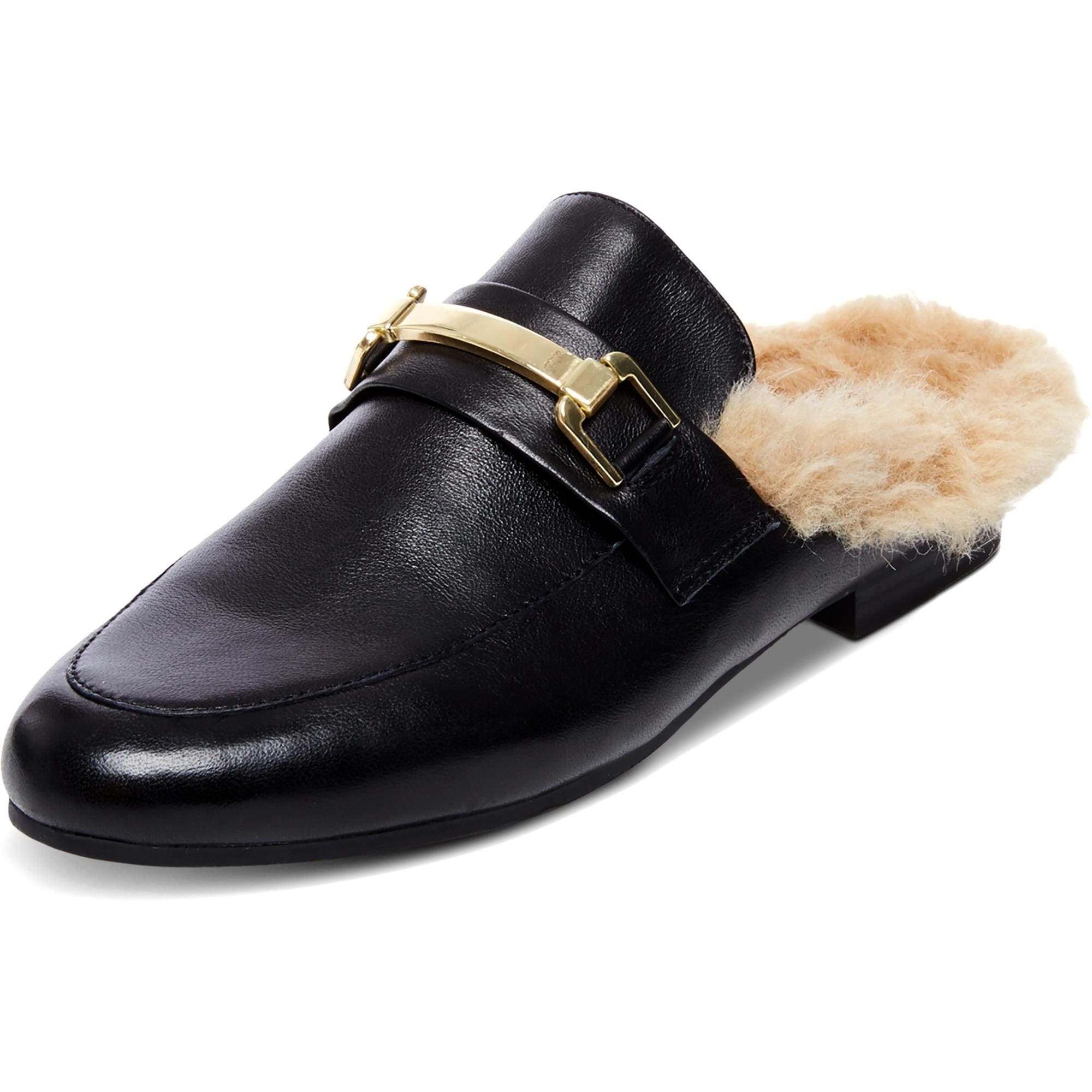 faux fur slip on mules