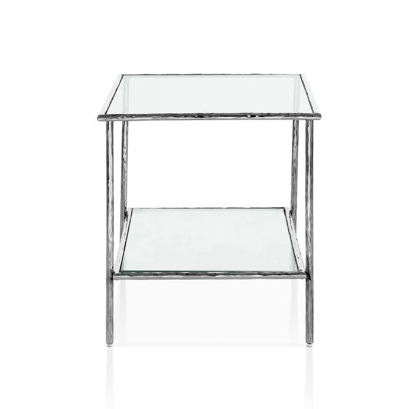 Furniture of America Zayen Modern Hammered Metal 1-Shelf Side Table