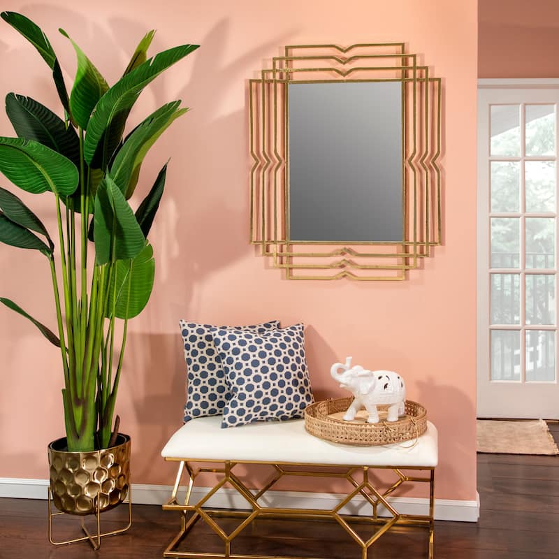 Sagebrook Home Modern Glam 39" Mounted Metal Wall Mirror Contemporary Gold Decorative Hanging Mirror - 32" x 1" x 40" - 32" x 1" x 40" - Gold