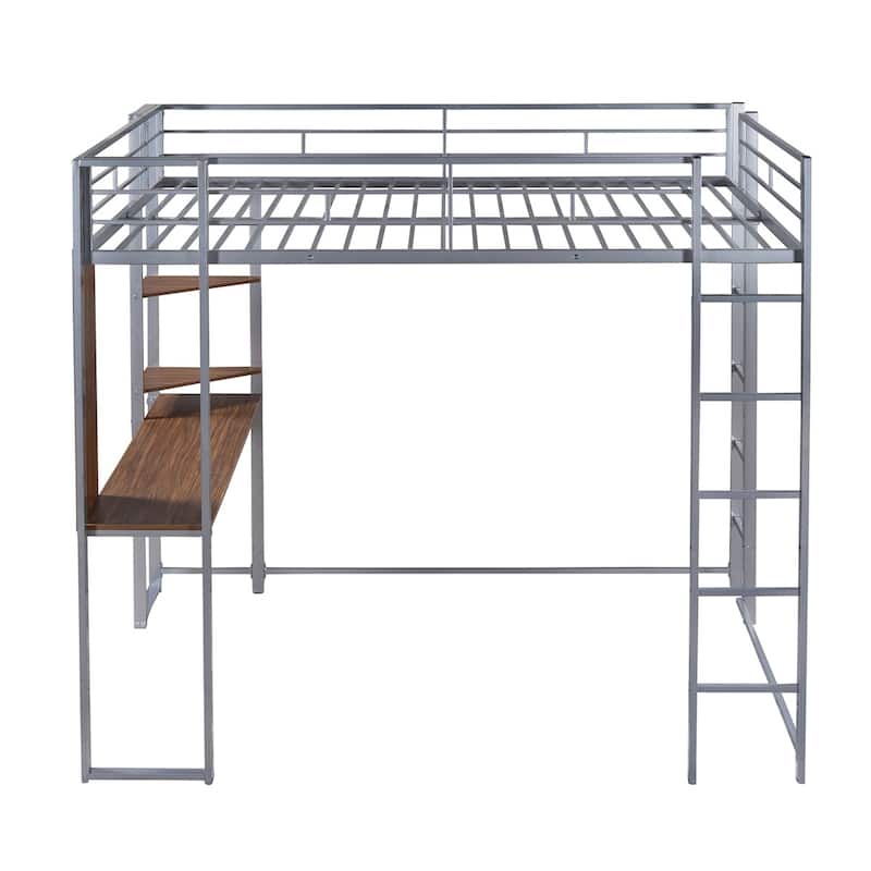 Merax Metal Full Size Loft Bed with Desk