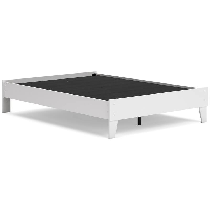 Alli Full Size Platform Bed, Modern Matte White Wood, Low Profile Legs
