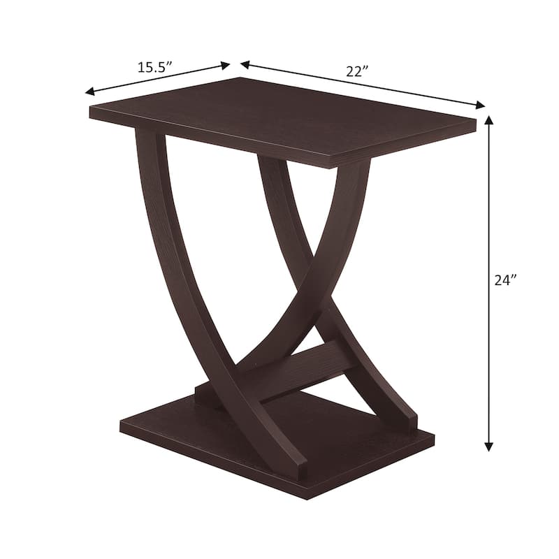 Criss-Cross Chairside End Table with Woodgrain Finish, Modern Accent Side Table for Living Room or Bedroom Décor - 15.5