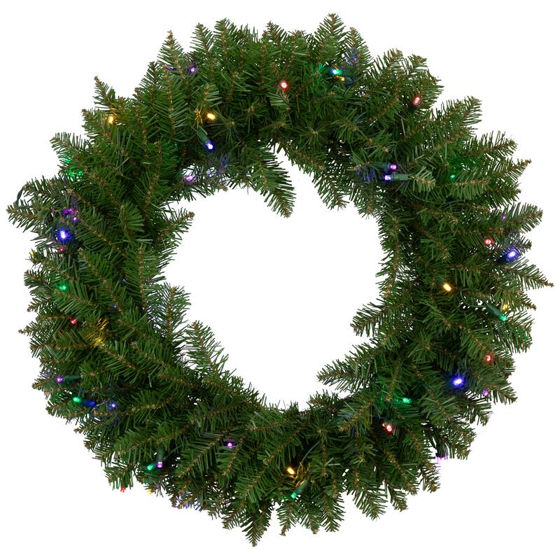 24" Pre-Lit Northern Pine Artificial Multi-Color LED Lights Christmas Wreath