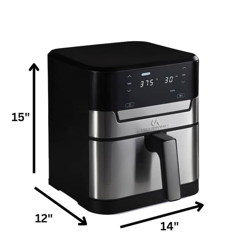 Uber Appliance Air fryer XL Premium - 7QT SS - Ceramic Non-stick PFOA/PTFE Free