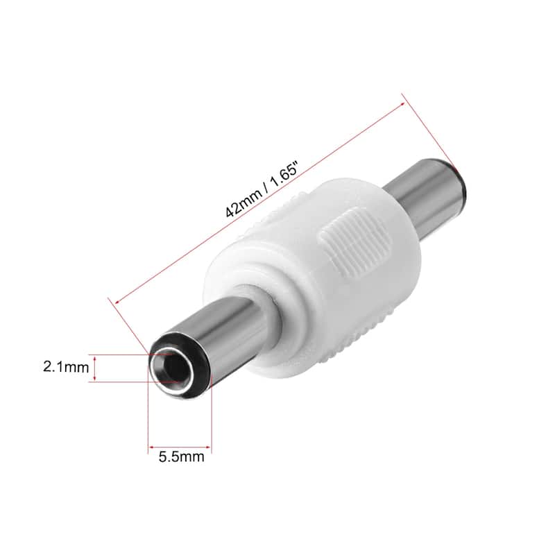 3Pcs DC Male to Male Connector 5.5mm x 2.1mm Cable Jack Adapter White - M to M(3Pcs)