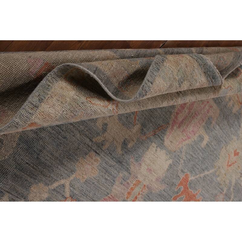 Vegetable Dye Oushak Turkish Rug Hand-Knotted Transitional Wool Carpet - 9'0"x 11'8"