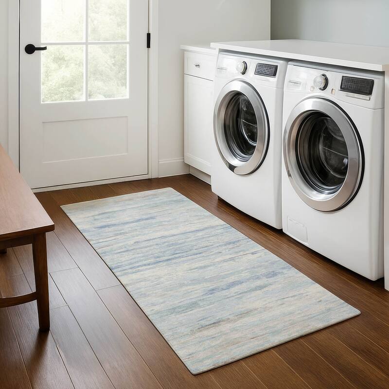 Premium Washable Super Soft Stripe Ombre Mayfield Rug - Sky - 2'3" x 7'6"