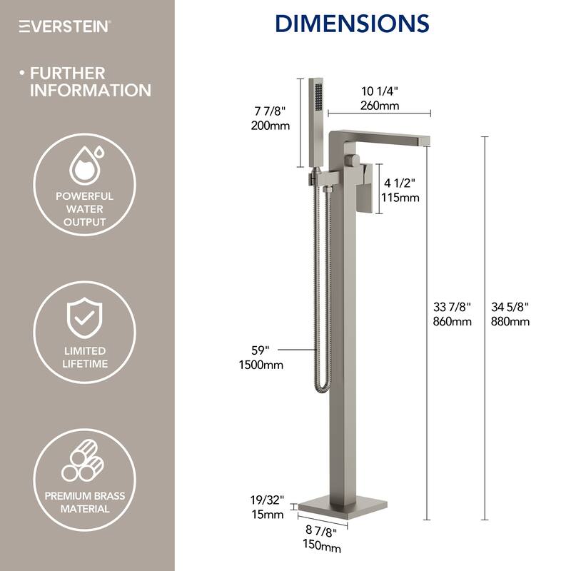 Floor Mount Freestanding Tub Filler with Handshower,Single Handle Bathtub Faucet