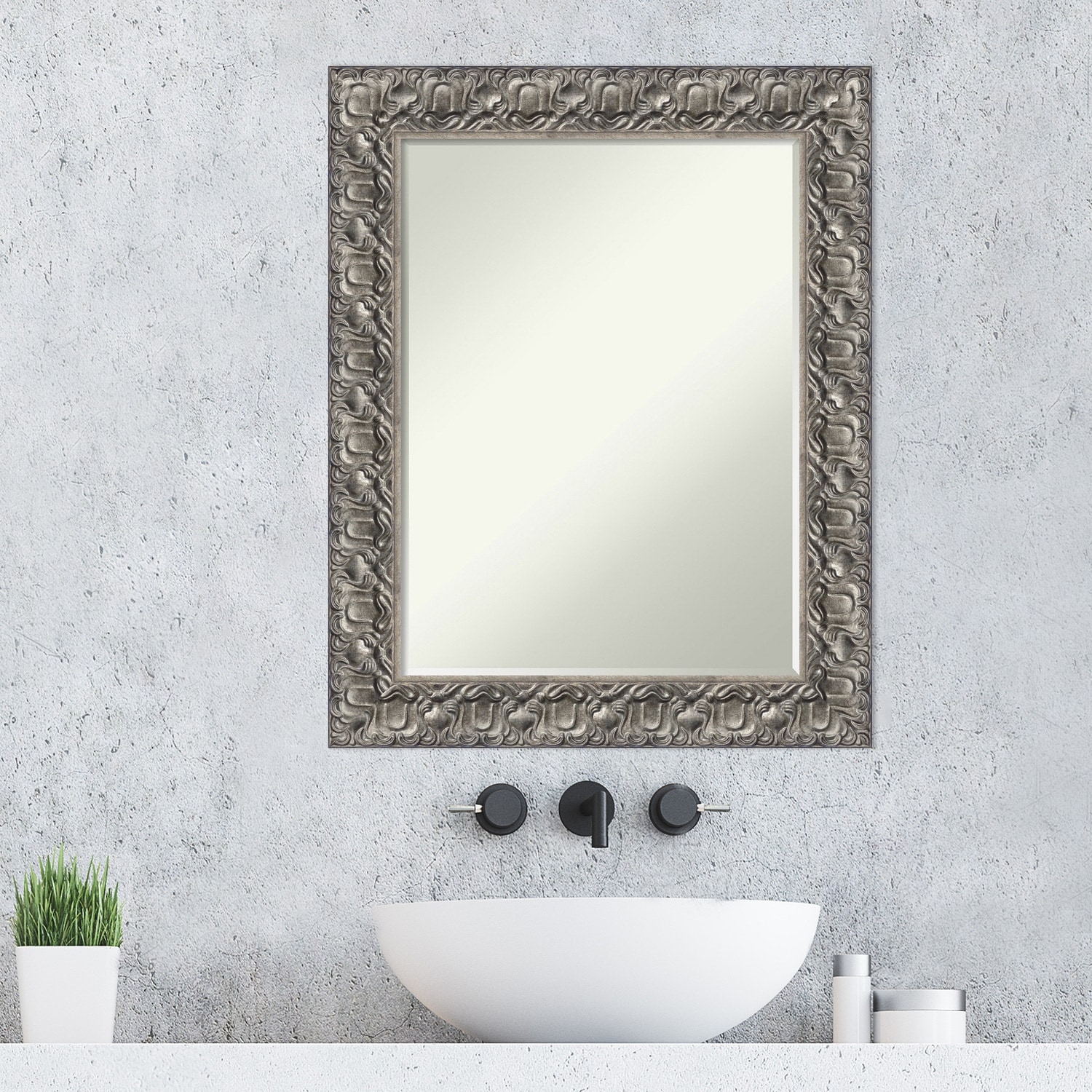 Petite Bevel Wood Bathroom Wall Mirror Silver Luxor Frame Silver Luxor  24 x 30 in Bed Bath  Beyond 36547510