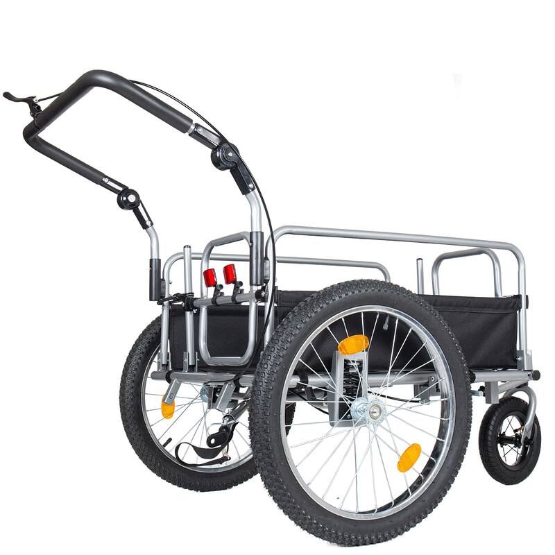 3-in-1 Heavy-Duty Bike Cargo Trailer, Upgraded 20" Wide Fat Tires, 150lbs Capacity, Steel Frame, Convertible Stroller Pull Cart