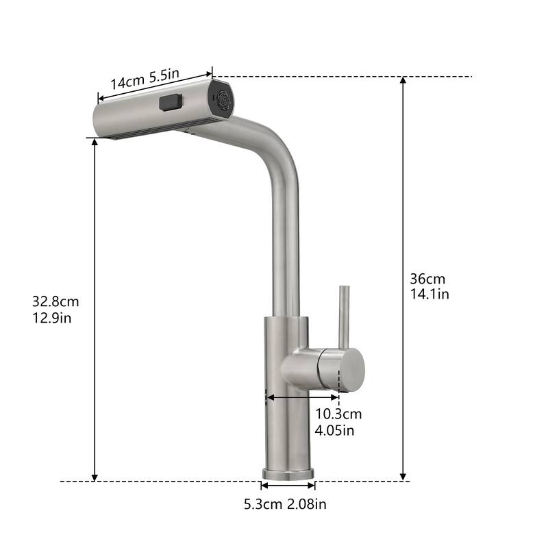 Brushed Nickel Stainless Steel Pull-out Single Handle Wide Spray Kitchen Faucet
