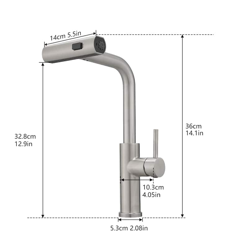 Single Handle Stainless Steel Pull-out Kitchen Faucet with Wide Spray